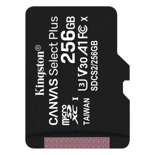 Kingston Canvas Select Plus Android A1 microSDXC-minneskort Kingston Canvas Select Plus Android A1, 256 GB, klass 10 / UHS-1 U1 SDCS2/256GBSP