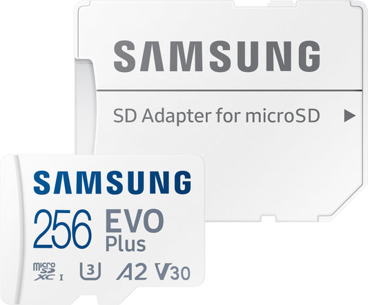 Minneskort microSDXC Samsung Evo Plus, 256Gb, Klass 10 / UHS-1 U3, med adapter MB-MC256SA/EU MB-MC256SA/EU