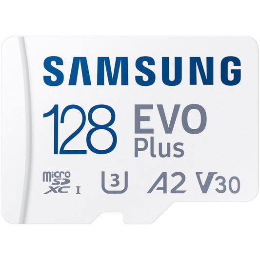 Minneskort microSDXC Samsung Evo Plus, 128Gb, Klass 10 / UHS-1 U3, Med Adapter MB-MC128SA/EU MB-MC128SA/EU