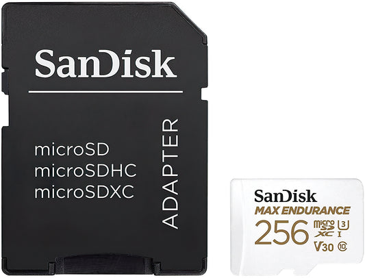 SanDisk High Endurance microSDXC-minneskort, 256Gb, Klass 10 / UHS-1 U3, Med Adapter SDSQQNR-256G-GN6IA