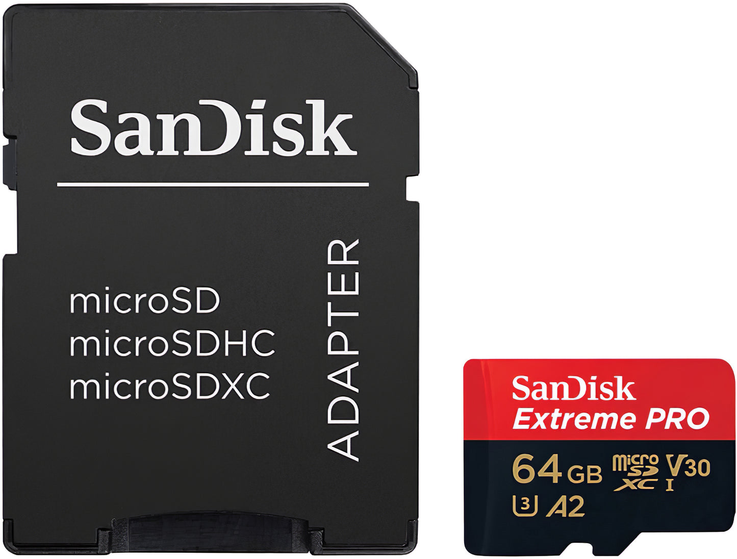 SanDisk Extreme Pro microSDXC Memory Card, 64Gb, Class 10 / UHS-1 U3, With Adapter SDSQXCU-064G-GN6MA