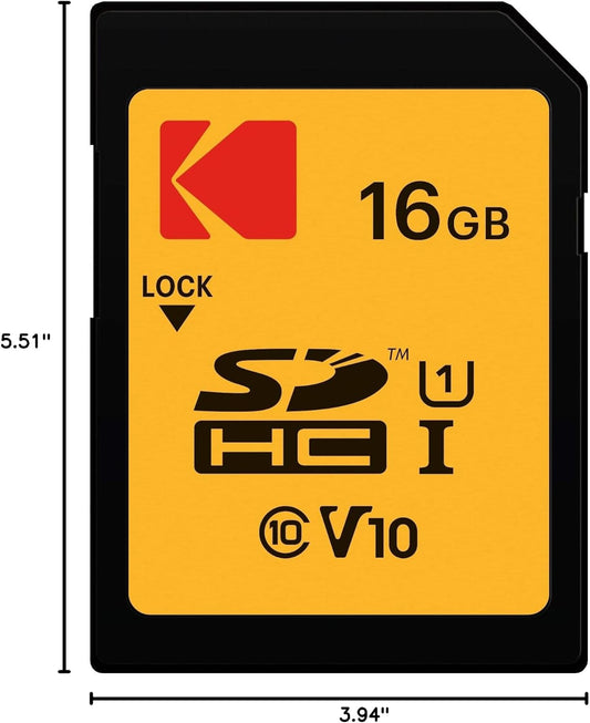 SDHC-minneskort Kodak Premium Performance, 16Gb, Klass 10 / UHS-1 U1 EKMSD16GHC10K
