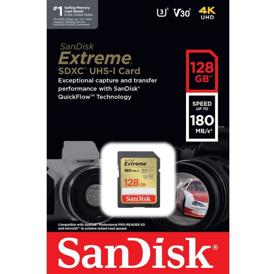SDXC-minneskort SanDisk Extreme, 128Gb, Klass 10 / UHS-1 U3 SDSDXVA-128G-GNCIN