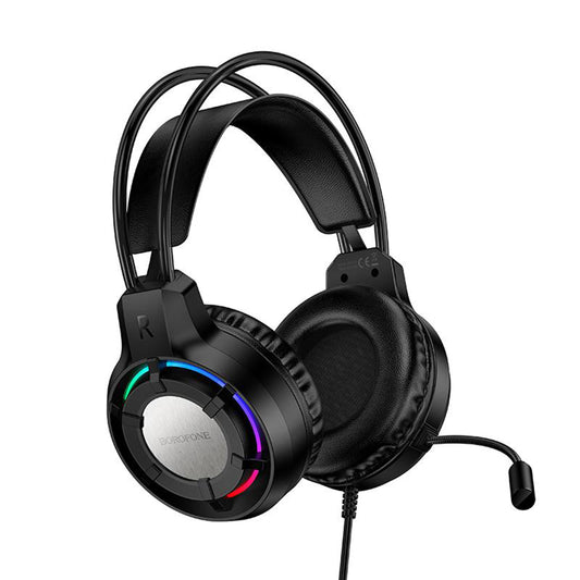Gaminghörlurar 3,5 mm Borofone BO112 Wave, RGB, 2m, Svarta