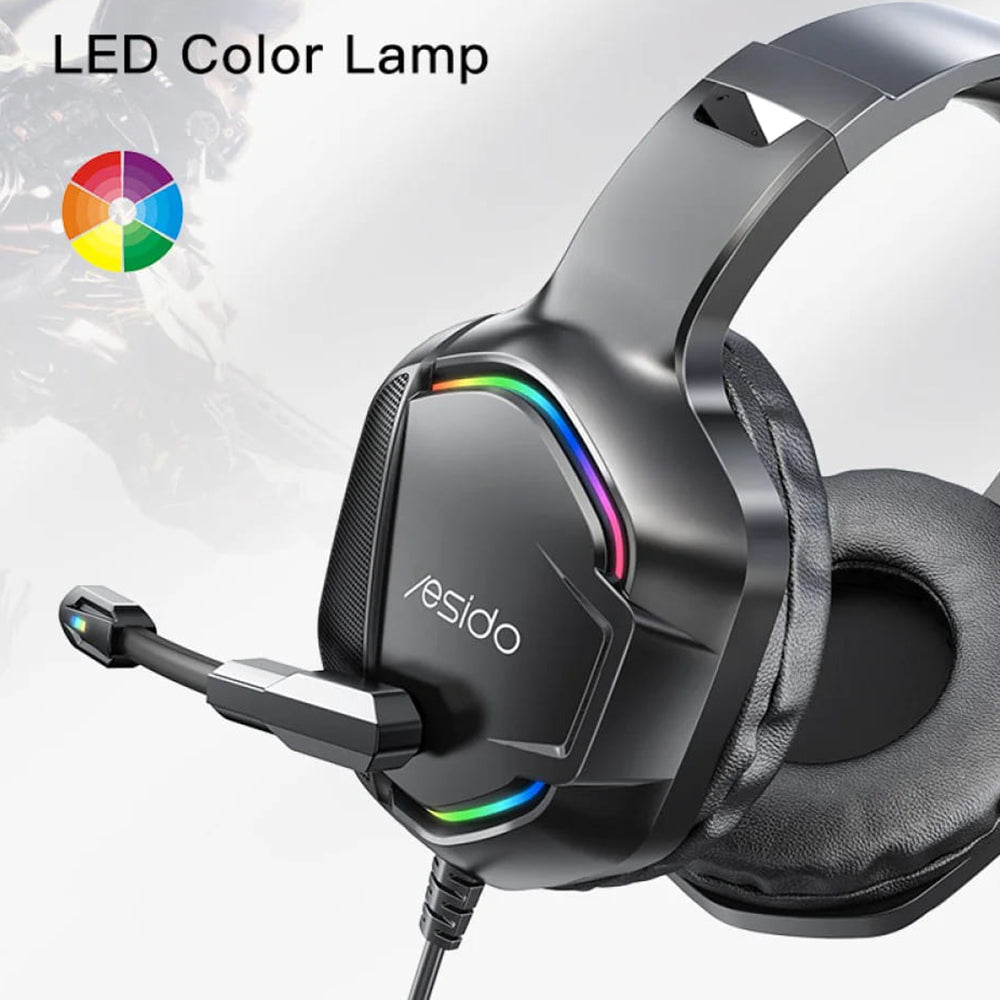 Gaminghörlurar 3.5mm Yesido EK01, RGB, 1.2m, Svarta