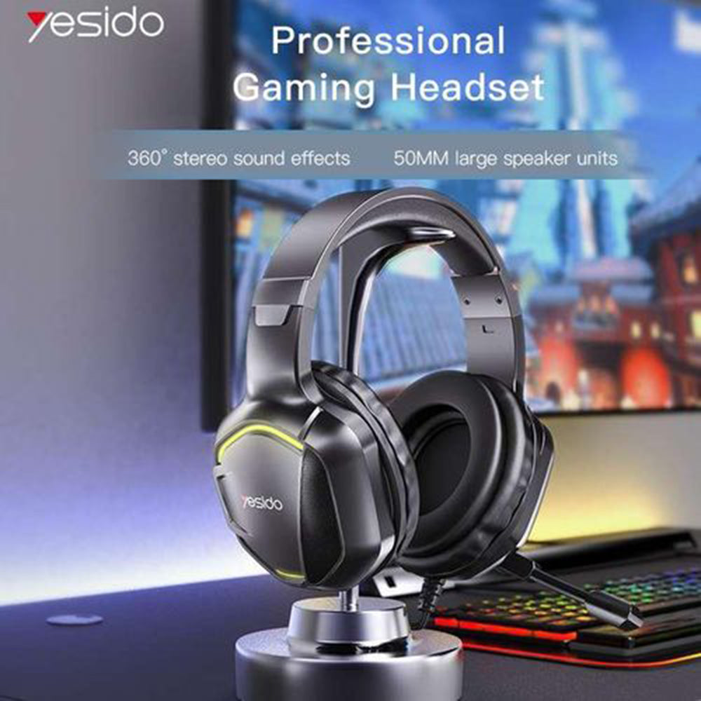 Gaminghörlurar 3.5mm Yesido EK01, RGB, 1.2m, Svarta