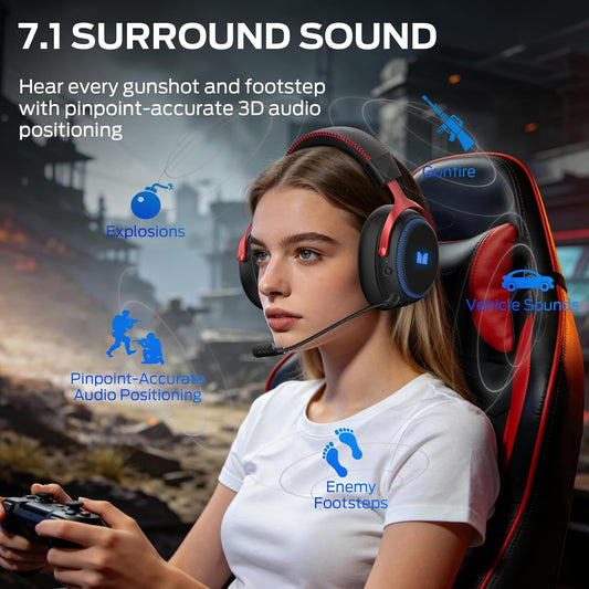 Trådlösa Gaminghörlurar Monster Mission 350, BT / Wi-Fi / Med sladd, Svarta