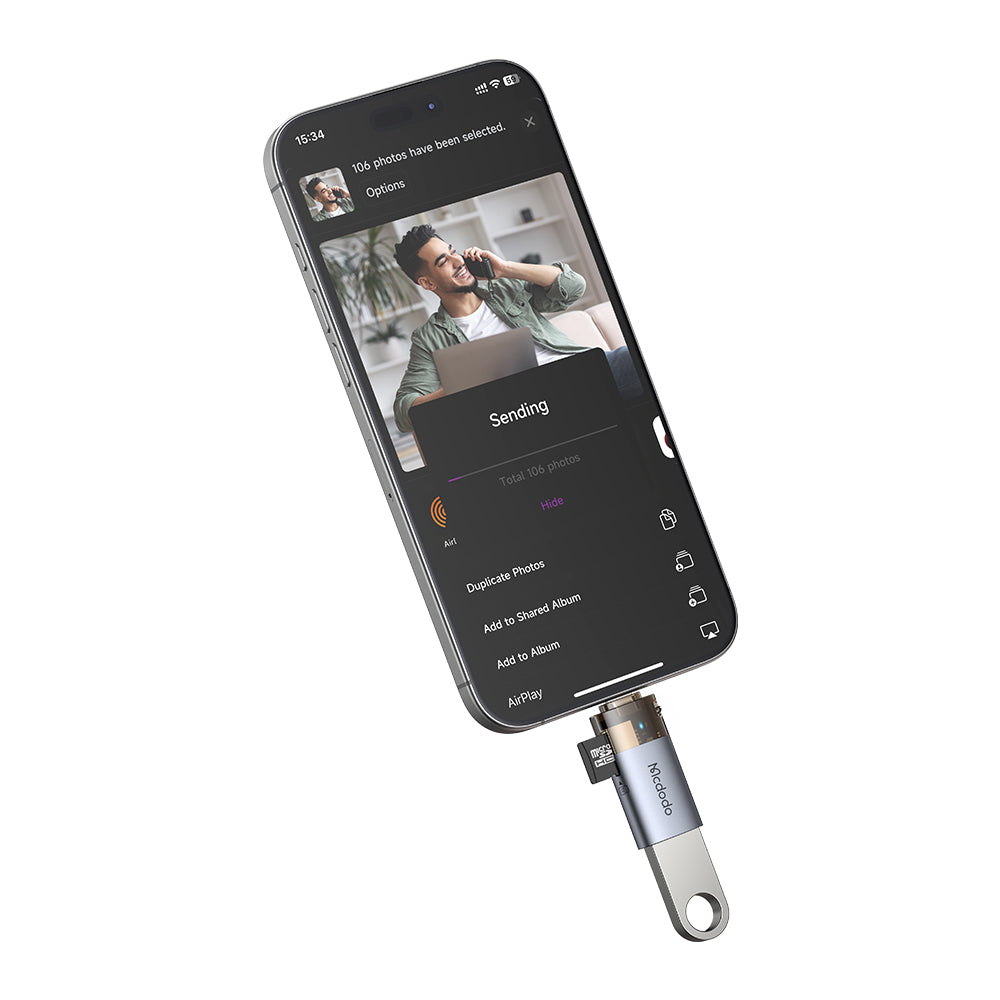 Kortläsare Lightning McDodo OT-7850, USB-A (OTG) - microSD, Svart