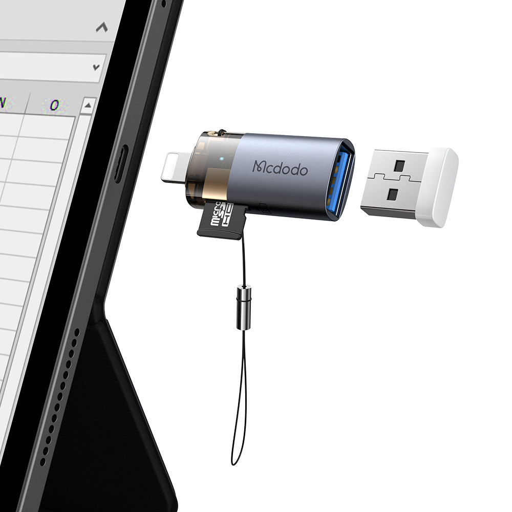 Kortläsare Lightning McDodo OT-7850, USB-A (OTG) - microSD, Svart