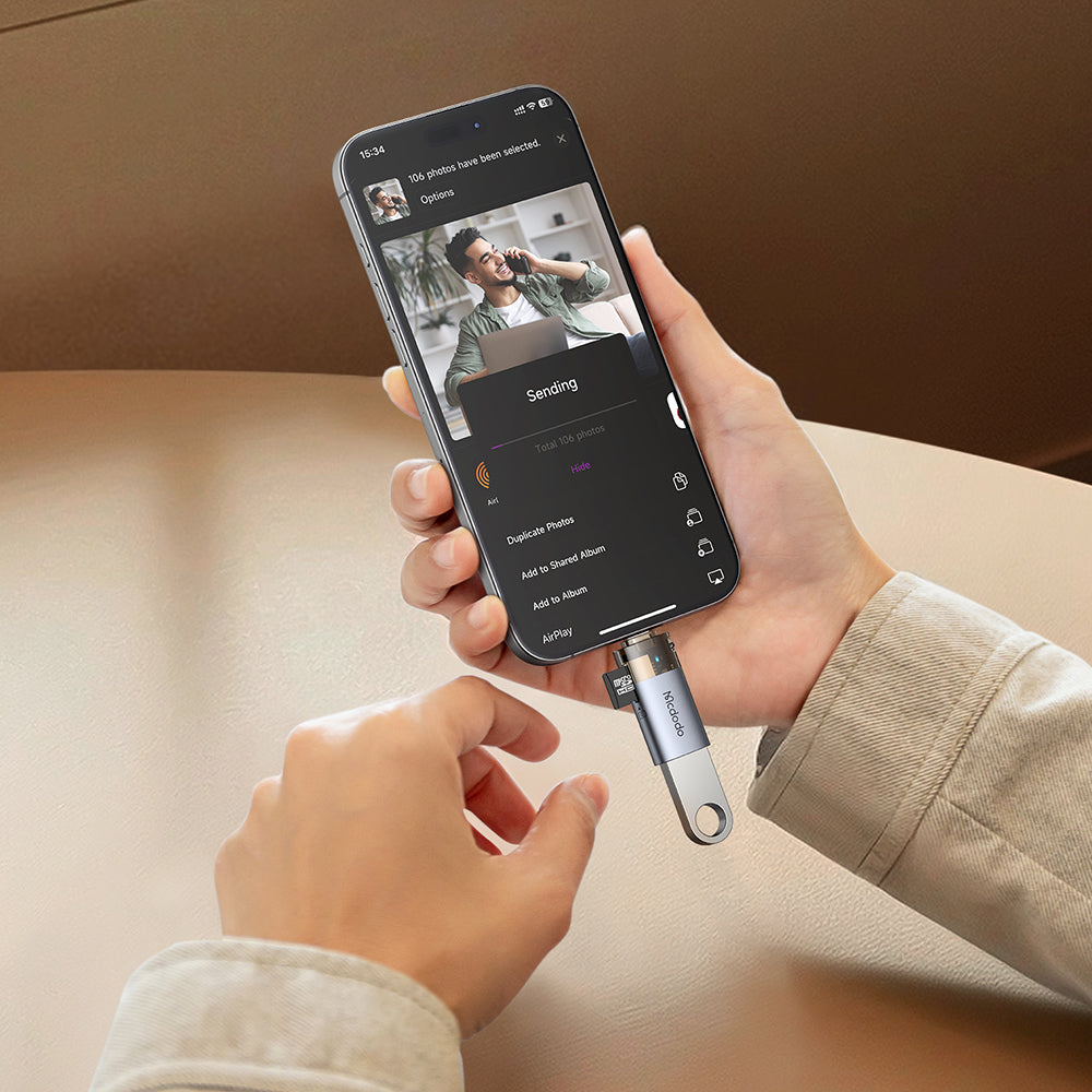Kortläsare Lightning McDodo OT-7850, USB-A (OTG) - microSD, Svart