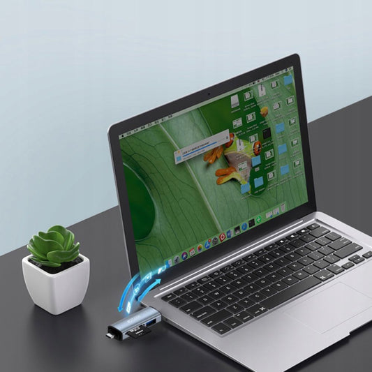 USB / USB-C-kortläsare Tech-Protect, SD - microSD, grå