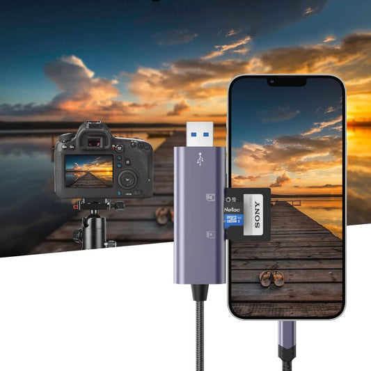 USB / Lightning-kortläsare Tech-Protect Ultraboost, SD - microSD, grå