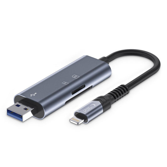 USB / Lightning-kortläsare Tech-Protect Ultraboost, SD - microSD, grå
