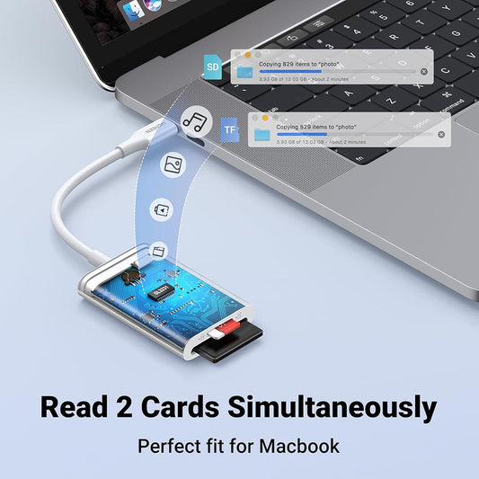 USB-C-kortläsare UGREEN CM265, SD - microSD, Vit