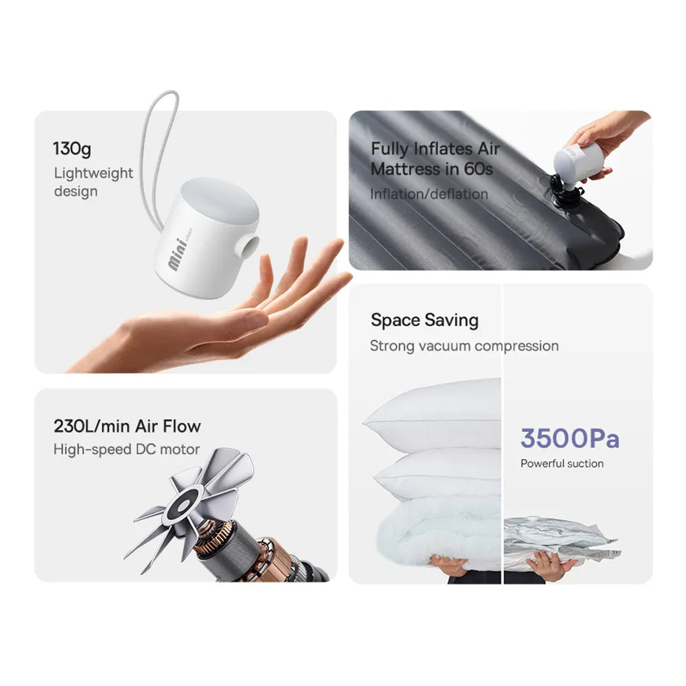 Baseus PocketGo pump för uppblåsbara madrasser, Vit C11157700221-00