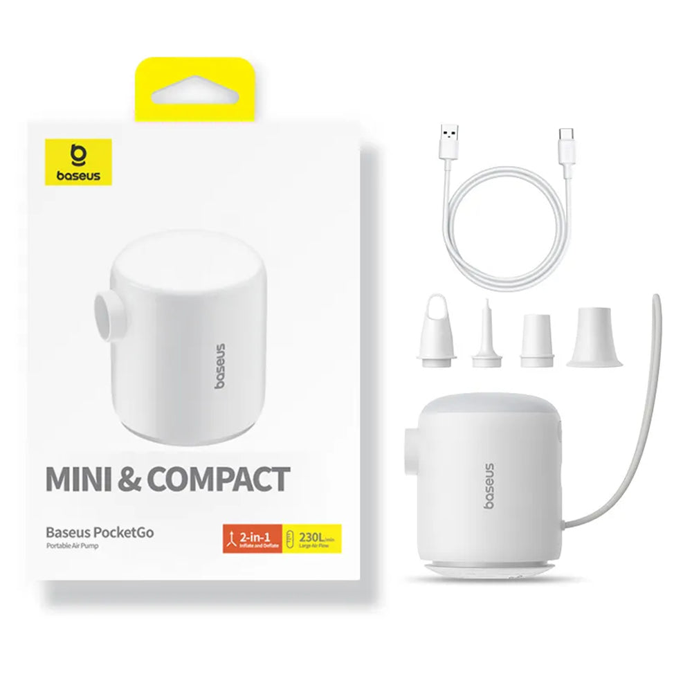 Baseus PocketGo pump för uppblåsbara madrasser, Vit C11157700221-00