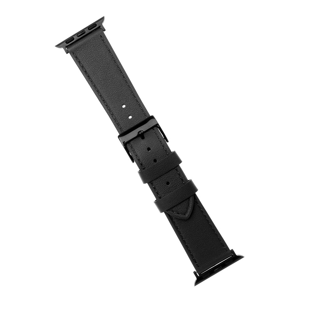 Fixed Leather-rem för Apple Watch 42mm / 41mm / 40mm / 38mm Series, Svart