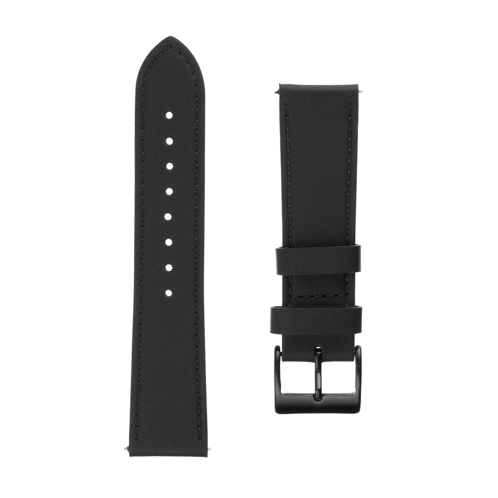 Fixed Leather-rem för Huawei Watch / Xiaomi Watch Series, 22mm, Svart