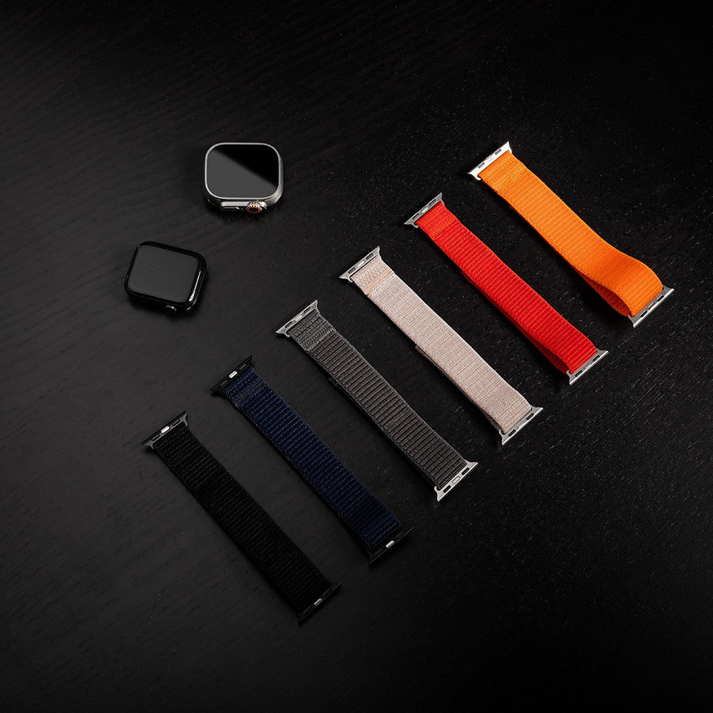 Fixed Nylon Sporty klockarmband för Apple Watch 49mm / 46mm / 45mm / 44mm / 42mm Series, Mörkblå