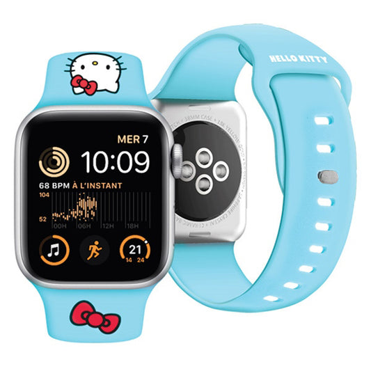 Hello Kitty Silikonklockarmband Kitty Head för Apple Watch 42mm / 41mm / 40mm / 38mm Series, Blå