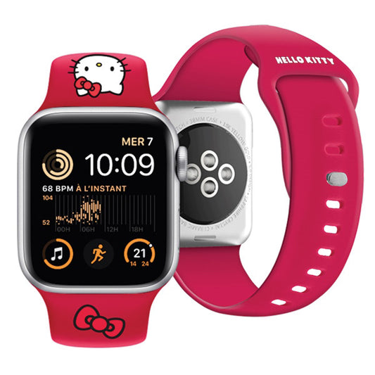 Hello Kitty Silikonklockarmband Kitty Head för Apple Watch 42mm / 41mm / 40mm / 38mm Series, Rosa