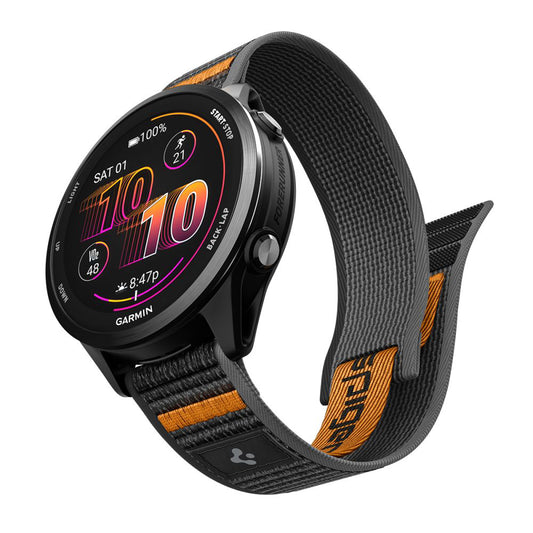 Spigen Athlex Air 2-band för Garmin Watch Venu / Forerunner-serien, 22mm, Svart Orange AMP11425
