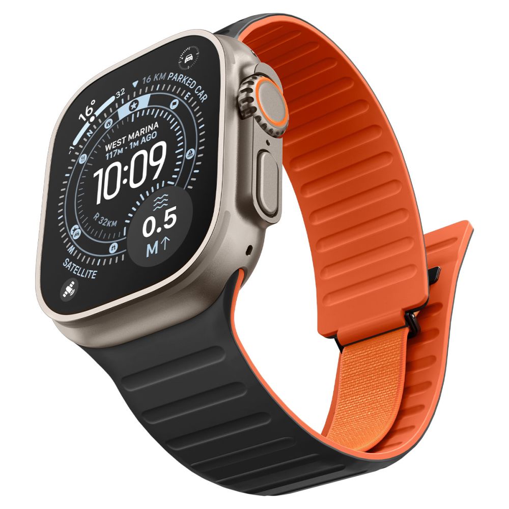 Spigen Athlex Air M-band för Apple Watch 49mm / 46mm / 45mm / 44mm-serien, svart orange AMP11534