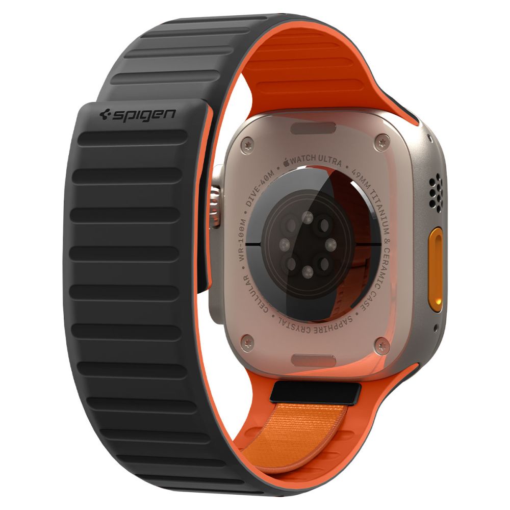 Spigen Athlex Air M-band för Apple Watch 49mm / 46mm / 45mm / 44mm-serien, svart orange AMP11534