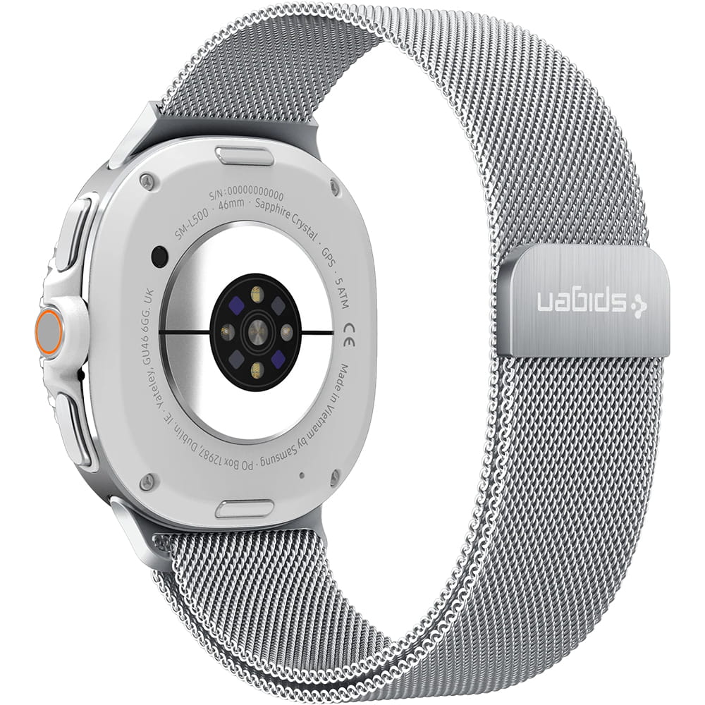 Spigen Metal Fit-armband för Samsung Galaxy Watch9 / Watch8 / Watch8 Classic-serien, Silver AMP10121