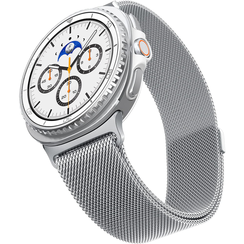 Spigen Metal Fit-armband för Samsung Galaxy Watch9 / Watch8 / Watch8 Classic-serien, Silver AMP10121