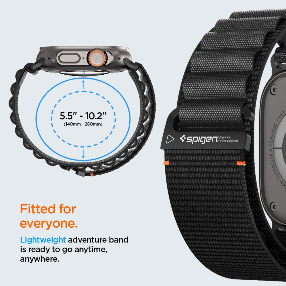 Spigen WBF1 Strap for Apple Watch 49mm / 46mm / 45mm / 44mm Series, Black AMP10144