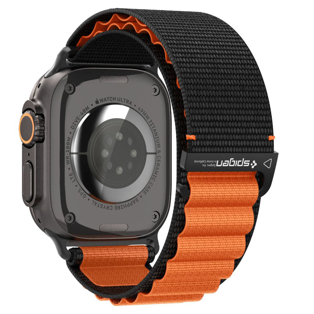 Spigen WBF1 rem för Apple Watch 49mm / 46mm / 45mm / 44mm Series, Svart Orange AMP10145
