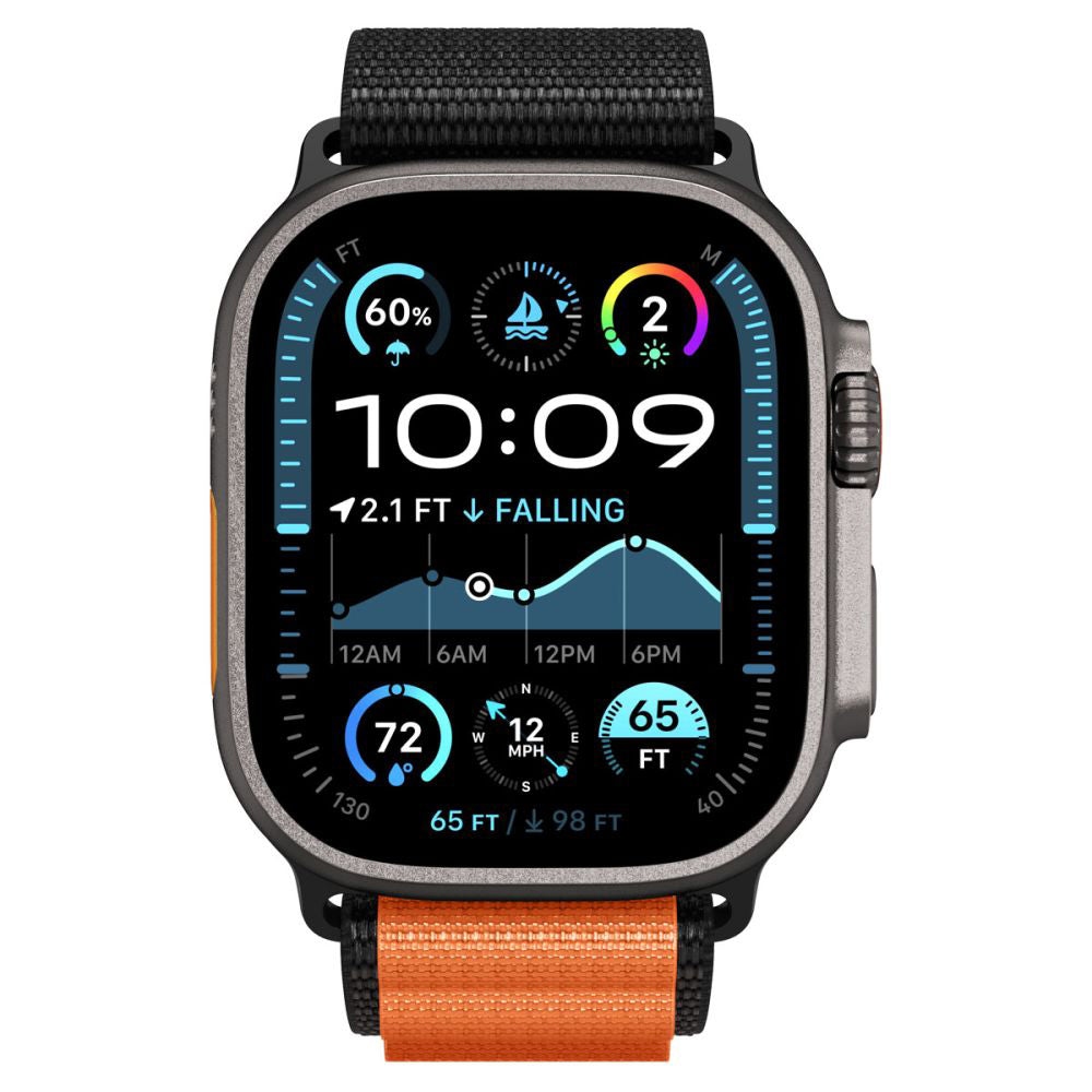 Spigen WBF1 rem för Apple Watch 49mm / 46mm / 45mm / 44mm Series, Svart Orange AMP10145
