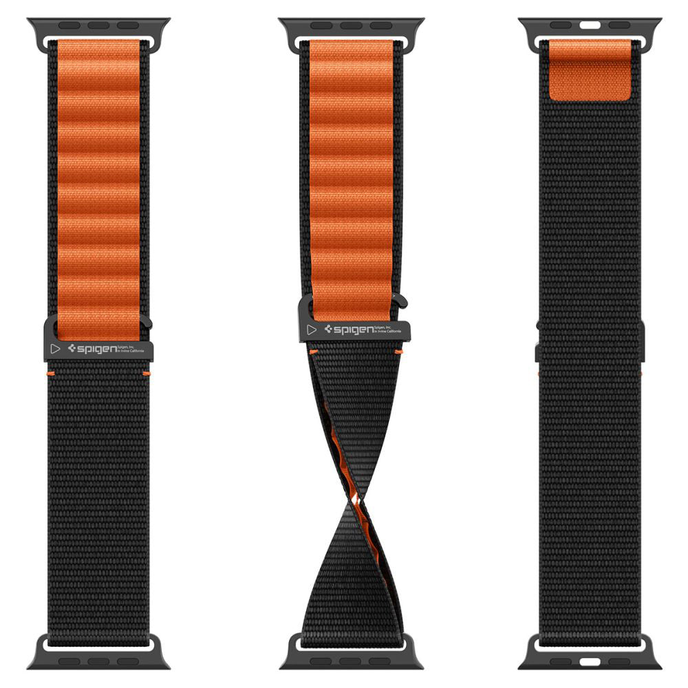Spigen WBF1 rem för Apple Watch 49mm / 46mm / 45mm / 44mm Series, Svart Orange AMP10145