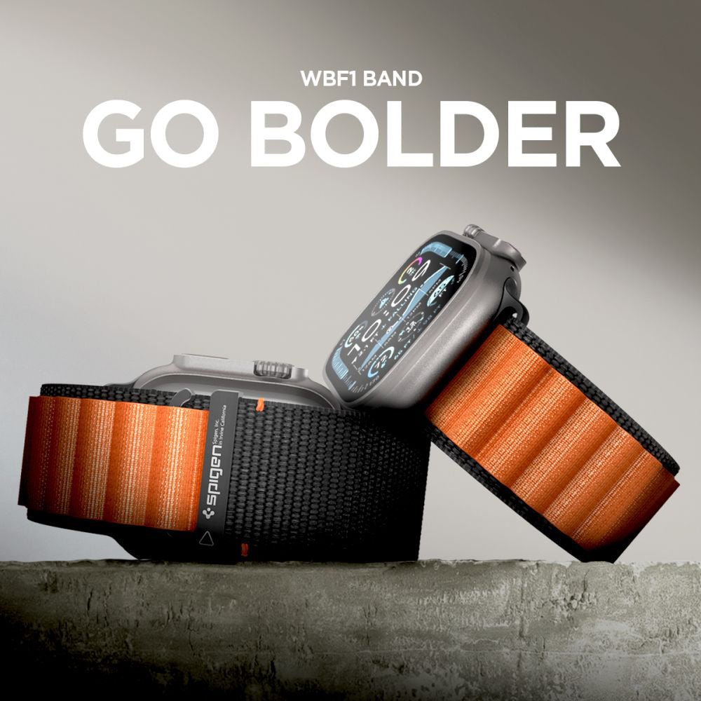 Spigen WBF1 rem för Apple Watch 49mm / 46mm / 45mm / 44mm Series, Svart Orange AMP10145