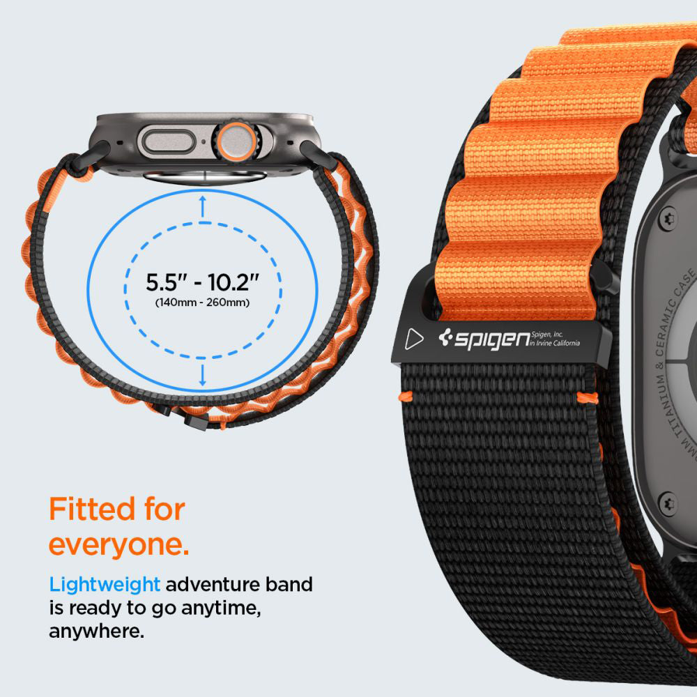Spigen WBF1 rem för Apple Watch 49mm / 46mm / 45mm / 44mm Series, Svart Orange AMP10145