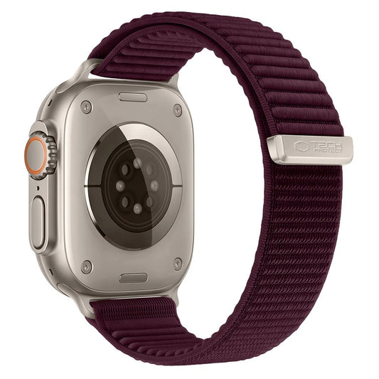 Tech-Protect NylonLoop-armband för Apple Watch 49 mm / 46 mm / 45 mm / 44 mm-serien, vinröd