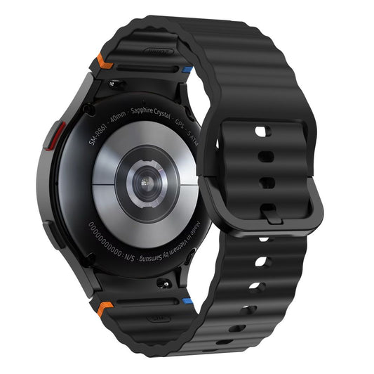 Tech-Protect Sportarmband i silikon för Samsung Galaxy Watch7 / Watch FE / Watch6 / Watch5 / Watch4-serien, svart