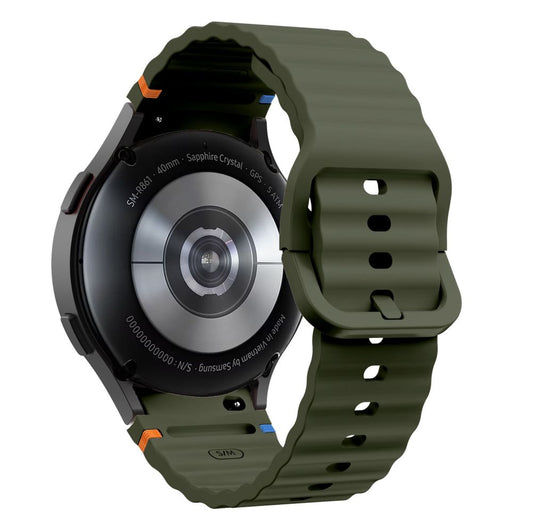 Tech-Protect Sportarmband i silikon för Samsung Galaxy Watch7 / Watch FE / Watch6 / Watch5 / Watch4-serien, Khaki