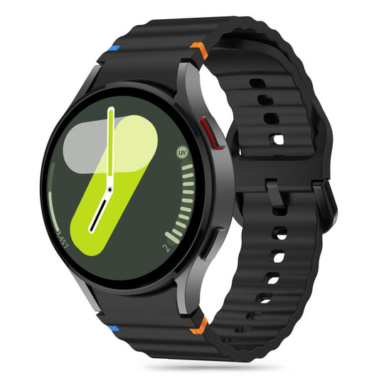 Tech-Protect Sportarmband i silikon för Samsung Galaxy Watch7 / Watch FE / Watch6 / Watch5 / Watch4-serien, svart