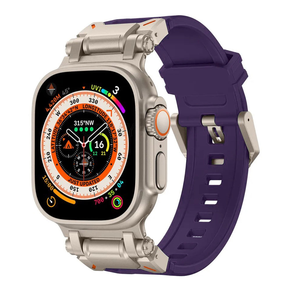 Techsuit W064 rem för Apple Watch 49mm / 46mm / 45mm / 44mm / 42mm Series, Silver Lila