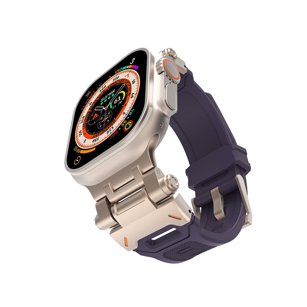 Techsuit W064 rem för Apple Watch 49mm / 46mm / 45mm / 44mm / 42mm Series, Silver Lila