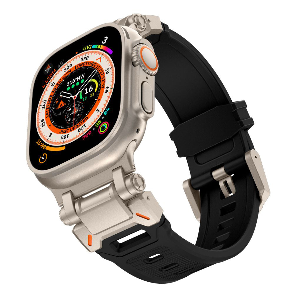 Techsuit W064 rem för Apple Watch 49mm / 46mm / 45mm / 44mm / 42mm Series, Svart Silver