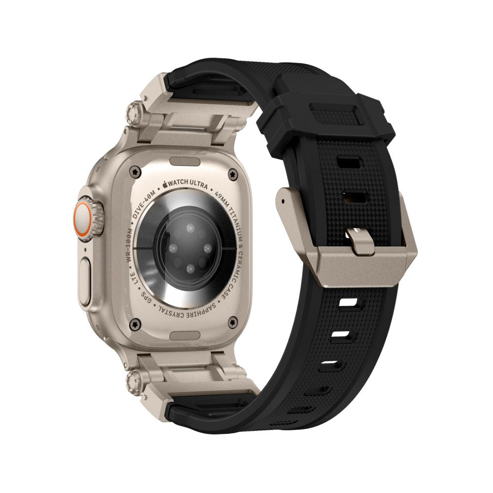 Techsuit W064 rem för Apple Watch 49mm / 46mm / 45mm / 44mm / 42mm Series, Svart Silver