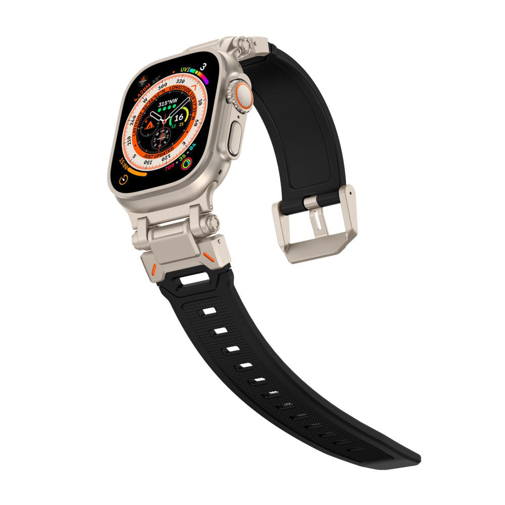 Techsuit W064 rem för Apple Watch 49mm / 46mm / 45mm / 44mm / 42mm Series, Svart Silver