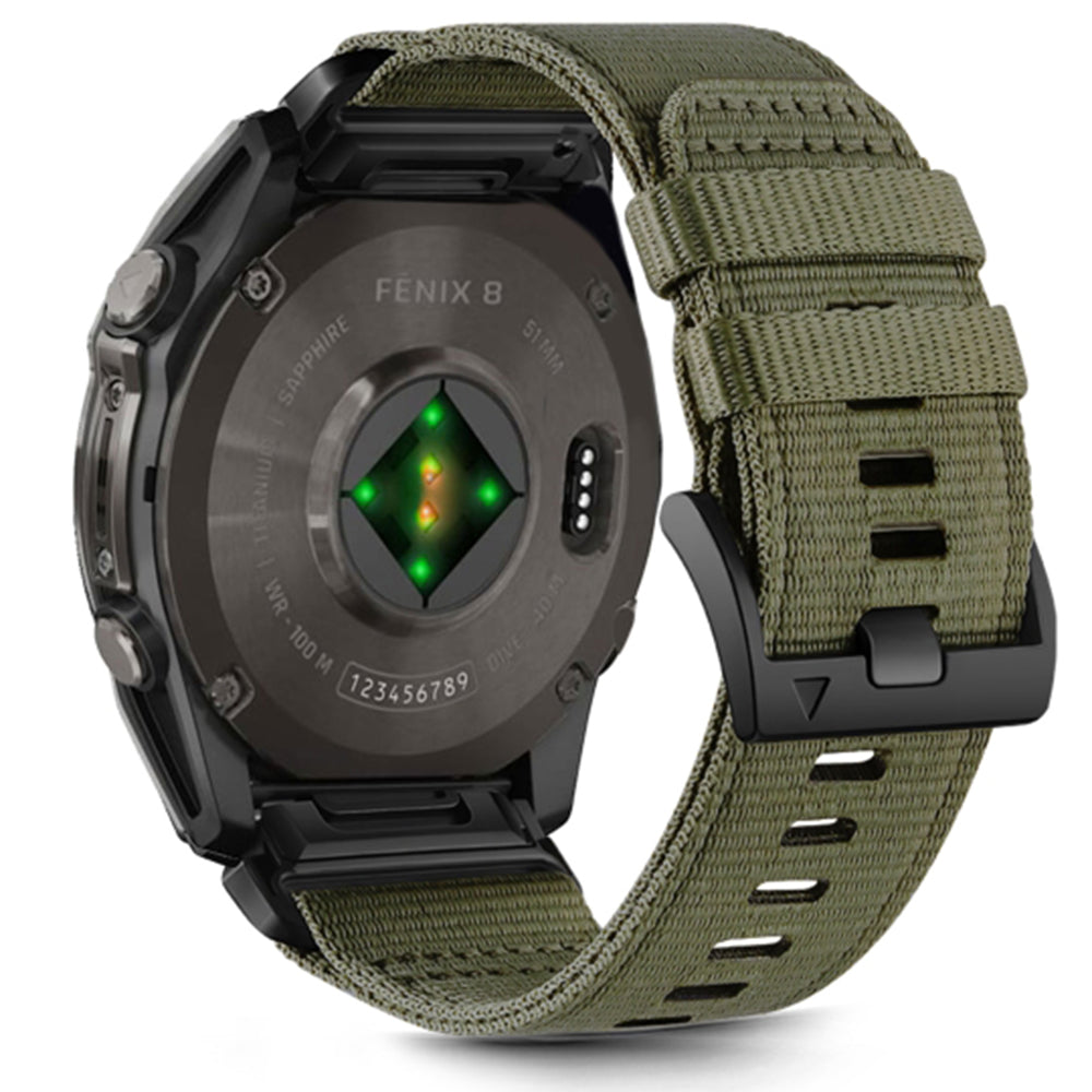 Techsuit W070 rem för Garmin Watch Fenix / Forerunner Series, 22mm, Mörkgrön