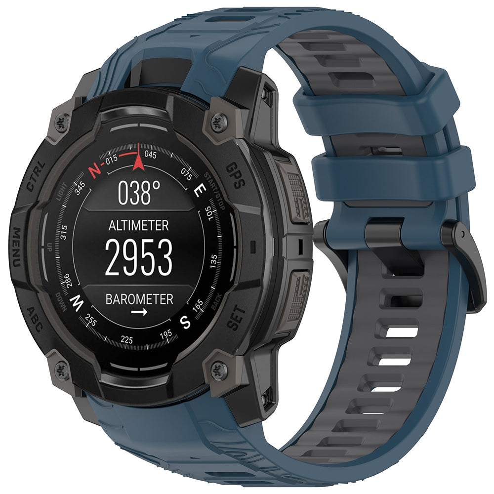 Techsuit W077 rem för Garmin Instinct 3 45mm Solar / Instinct 3 45mm, Marinblå