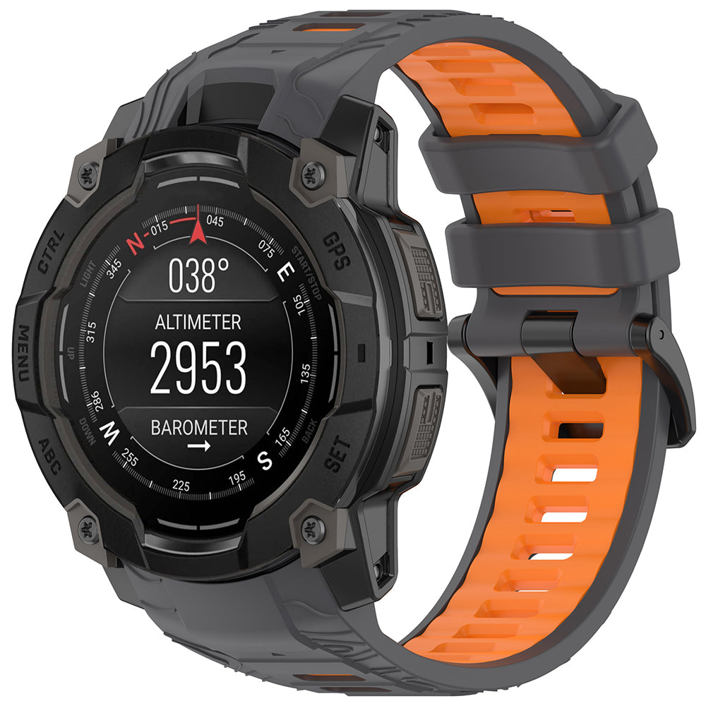 Techsuit W077 rem för Garmin Instinct 3 45mm Solar / Instinct 3 45mm, Grå Orange