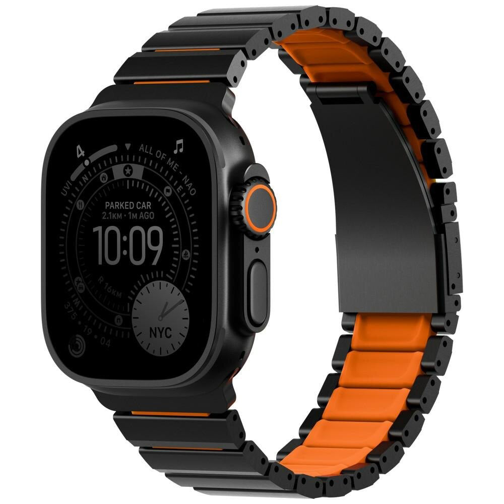 UNIQ Strova Flex-armband för Apple Watch 49mm / 46mm / 45mm / 44mm / 42mm-serien, Svart Orange