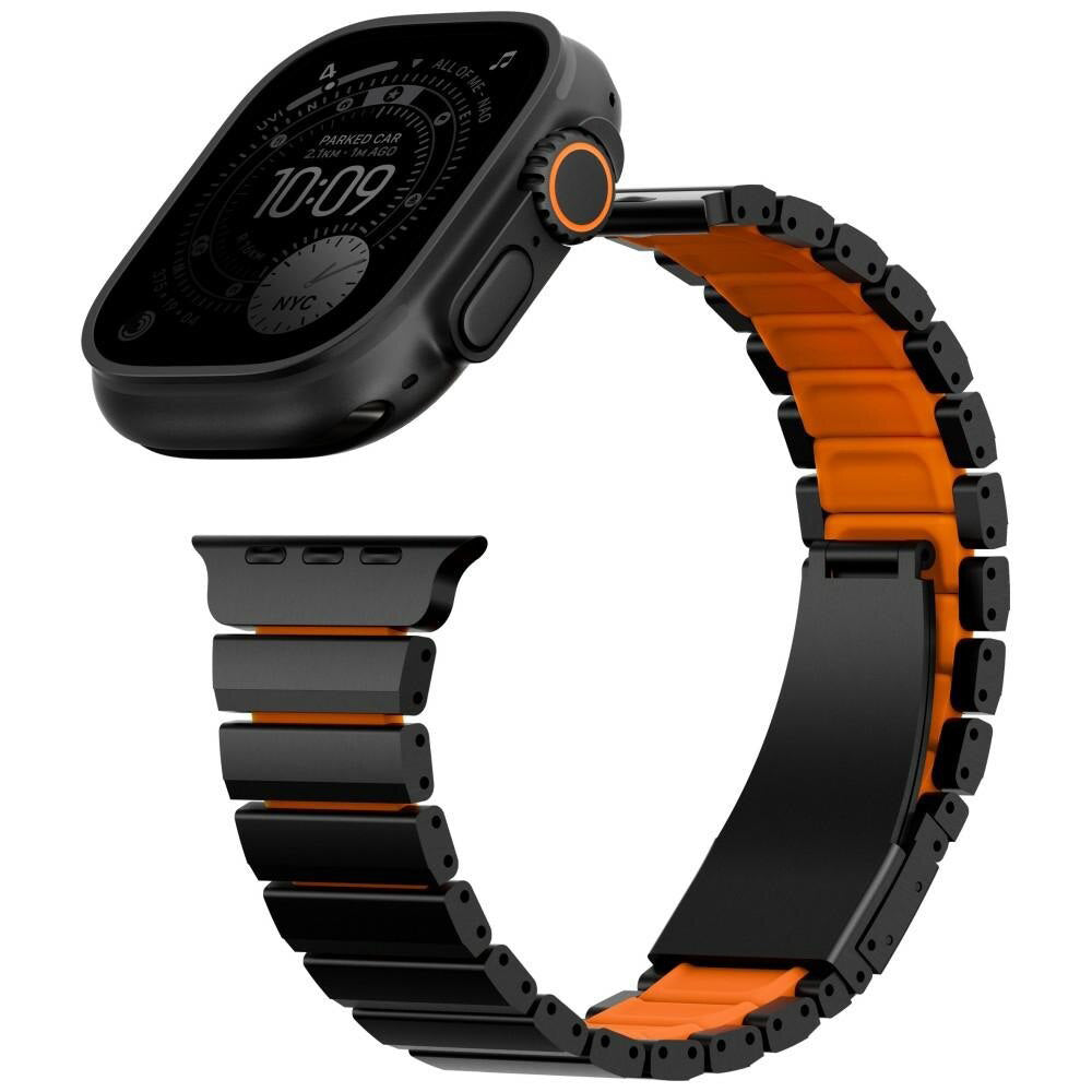 UNIQ Strova Flex-armband för Apple Watch 49mm / 46mm / 45mm / 44mm / 42mm-serien, Svart Orange